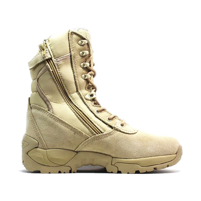 Cow Suede Khaki Army Boots 1000d Nylon With Ykk Zip Shock Resistant