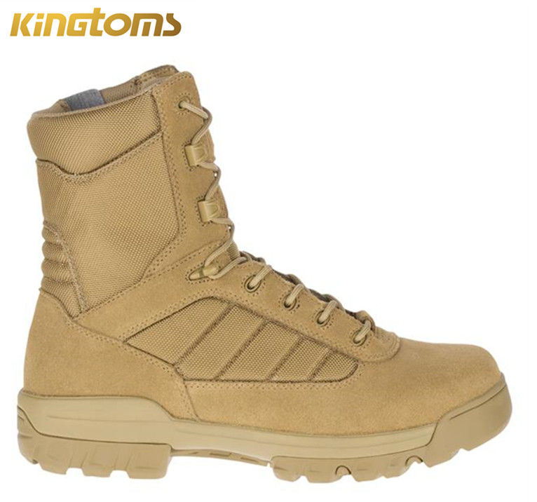 YKK Zipper Military Combat Boots Tan Tactical Boots Slip Resistant