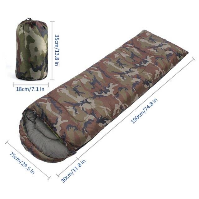 170T Polyester Camouflage Sleeping Bag 220x75cm Camping And Hiking Gear